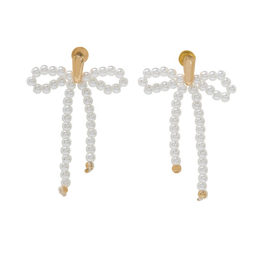Faux pearls bow stud earrings